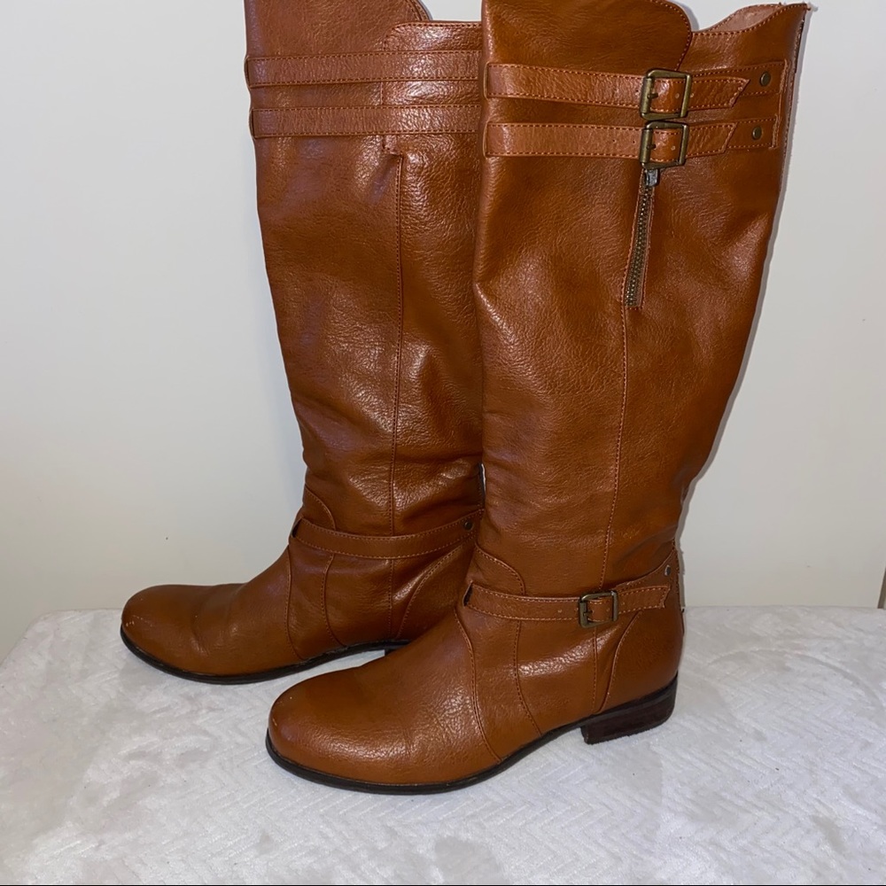 Dolce Vita Knee High Tall Tan Leather Boots 8 - Picture 3 of 10